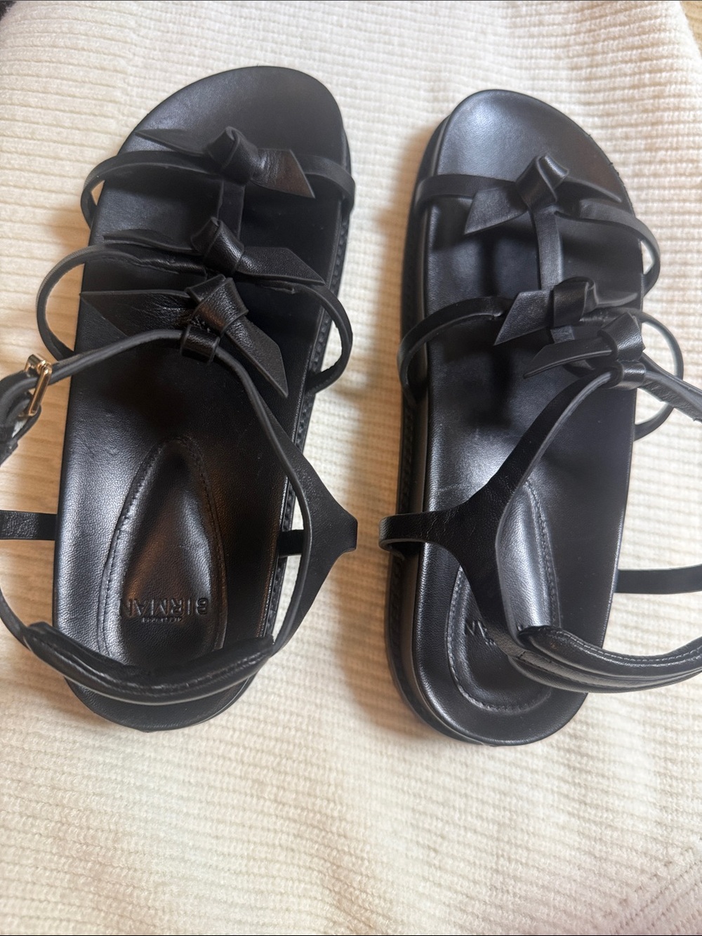 Alexandre Birman Black Strappy Bow Sandals